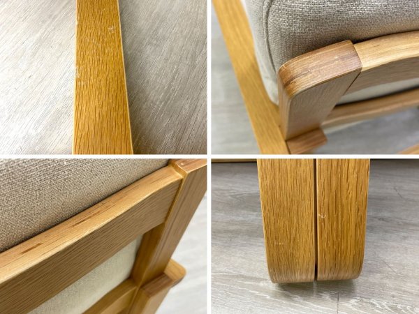 無印良品 MUJI リビングでもダイニングでも使えるソファチェア 2人掛け アーム付き プライウッドフレーム オーク材 ●