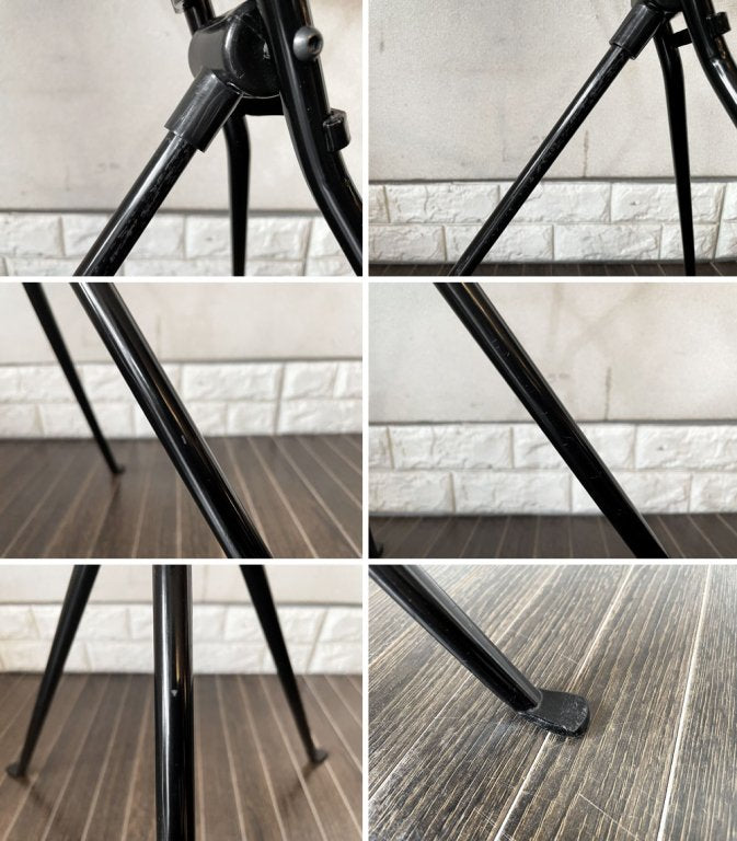 ザノッタ Zanotta クマノ CUMANO フォールディングテーブル ビストロテーブル ブラック 折りたたみ 壁掛けフック付 アキッレ・カスティリオーニ イタリア 定価¥99,000- ◎