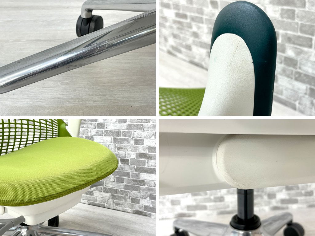 ハーマンミラー Herman Miller セイルチェア SAYL CHAIR ミドルバック オフィスチェア デスクチェア ホワイトフレーム グリーン ●