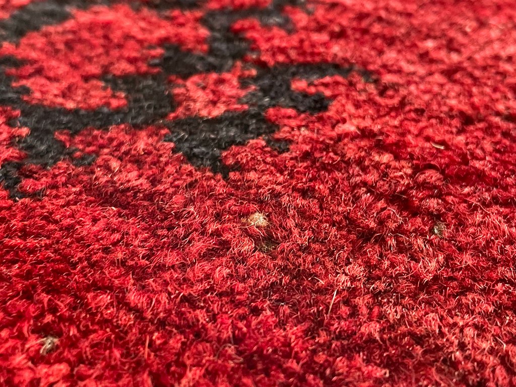 ビンテージ トライバルラグ マウリ レッド ギュル 深紅 赤黒 アフガン オールドラグ カーペット 絨毯 319×233cm 〓