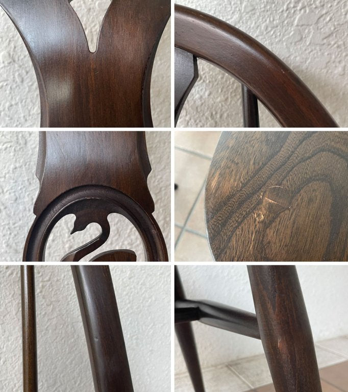 アーコール Ercol スワンバックチェア クエーカー エルム材 オールドコロニアル 英国ビンテージ ◇