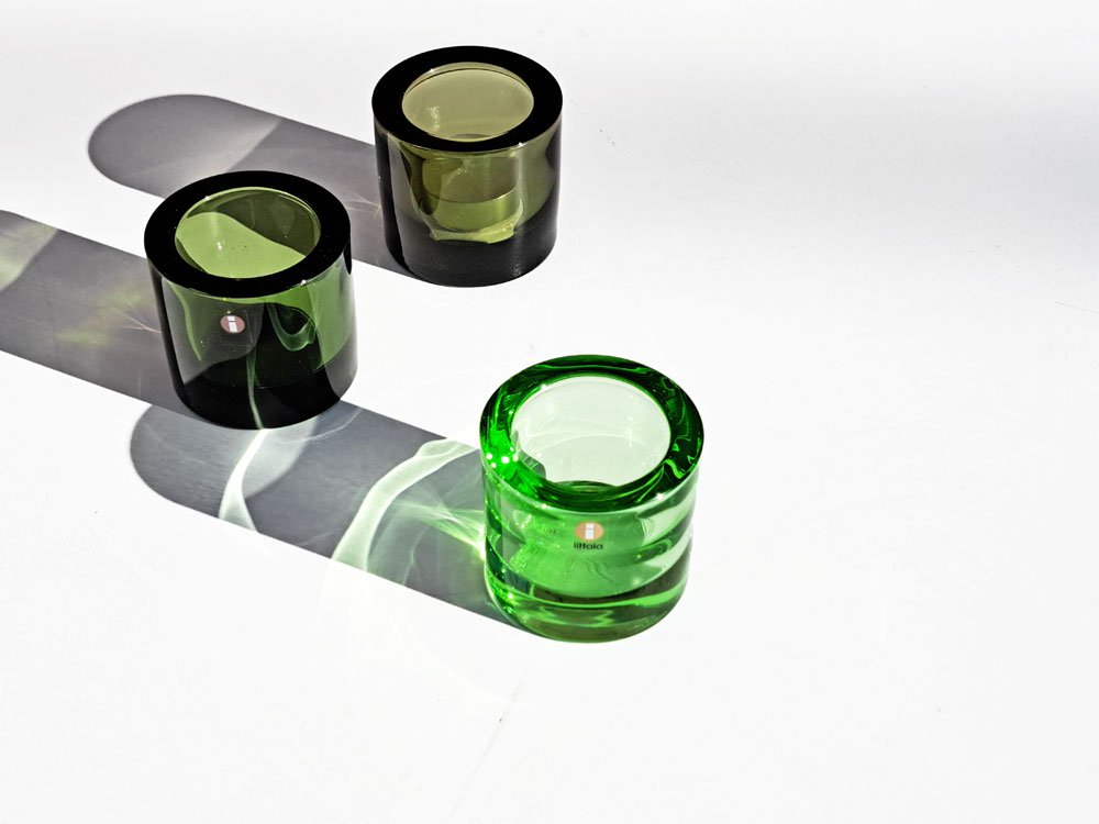 イッタラ iittala マリメッコ marimekko キビ kivi キャンドルホルダー モスグリーン 廃番カラー 箱&キャンドル付き 北欧雑貨 フィンランド ●