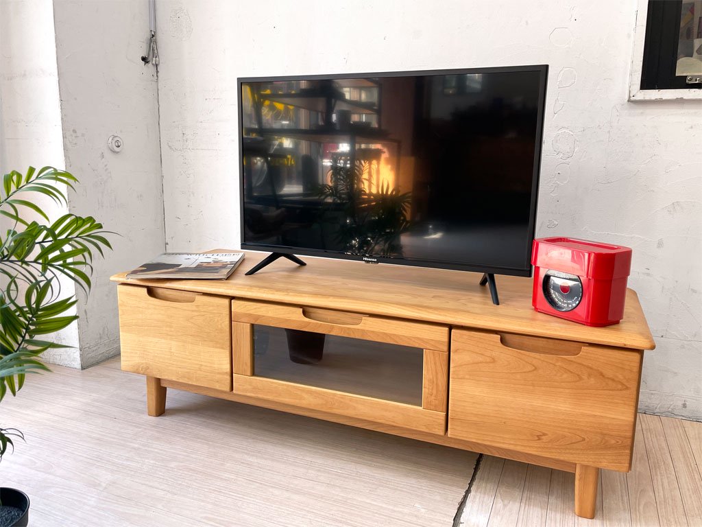 一生紀 ISSEIKI エリス ERIS TVボード AVボード アルダー無垢材 抽斗2杯 ドロップダウン扉 ナチュラル 北欧スタイル 定価¥29,990- 現状品 ★