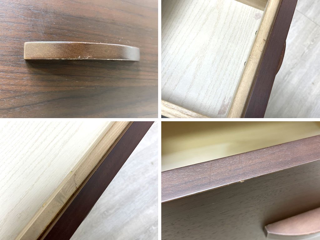 モダンデザイン Modern design ウォールナット材 4段チェスト 5ドロワー W60cm ●