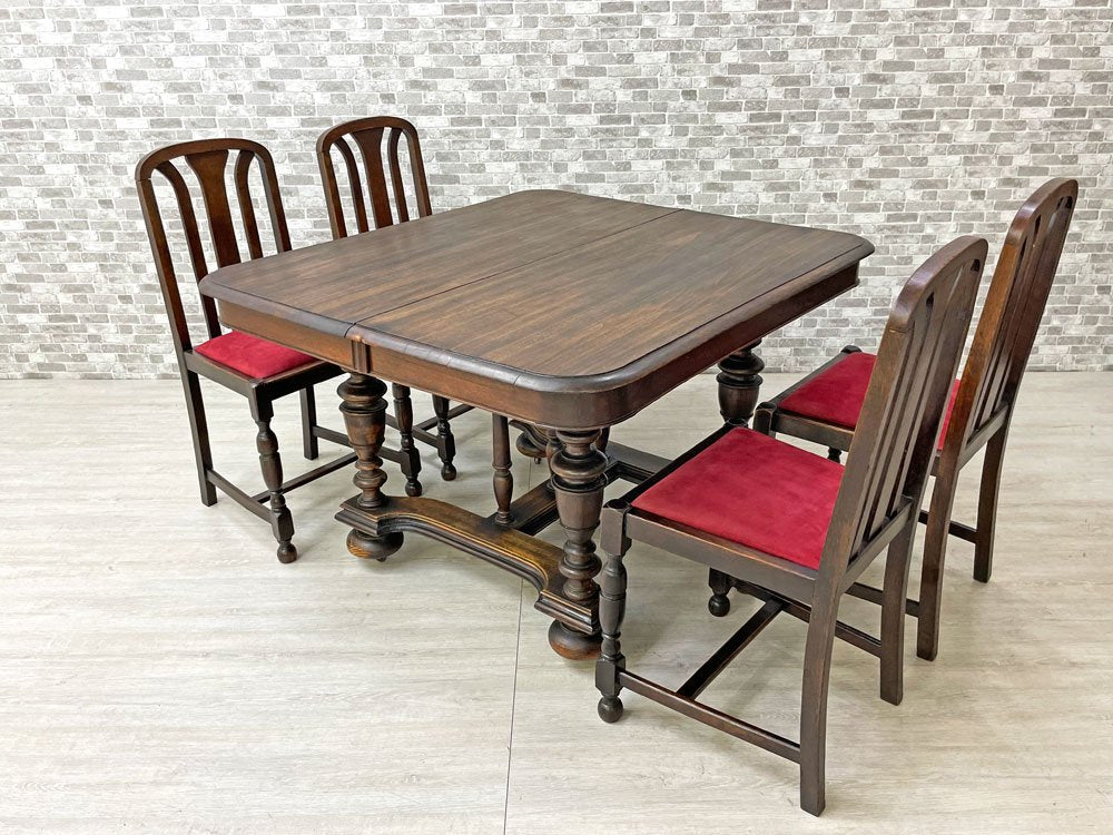 UKビンテージ Vintage ダイニングチェア オーク材 バルボスレッグ アンティーク クラシカル 英国家具 C ●