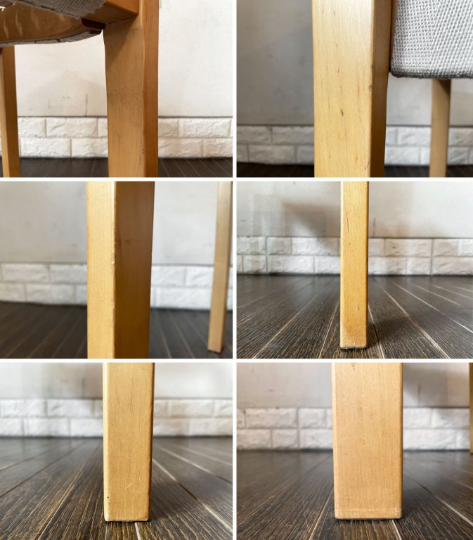 アルテック artek 611 スタッキングチェア ダイニングチェア バーチ材 ウェービングテープ グレー系 新品張替済 アルヴァ・アアルト Alvar Aalto フィンランド 北欧家具 ◎