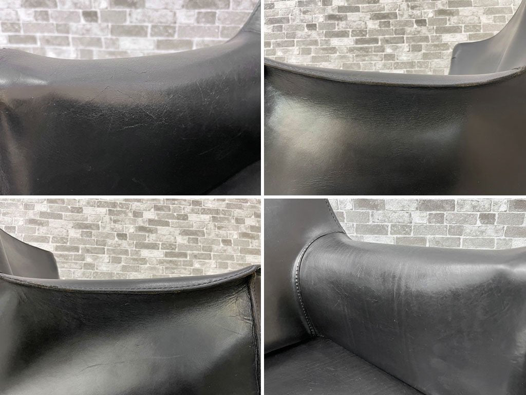 カッシーナ Cassina 413 CAB アームチェア キャブチェア 本革 ブラック マリオ・ベリーニ イタリア モダンデザイン 定価¥363,000- ●