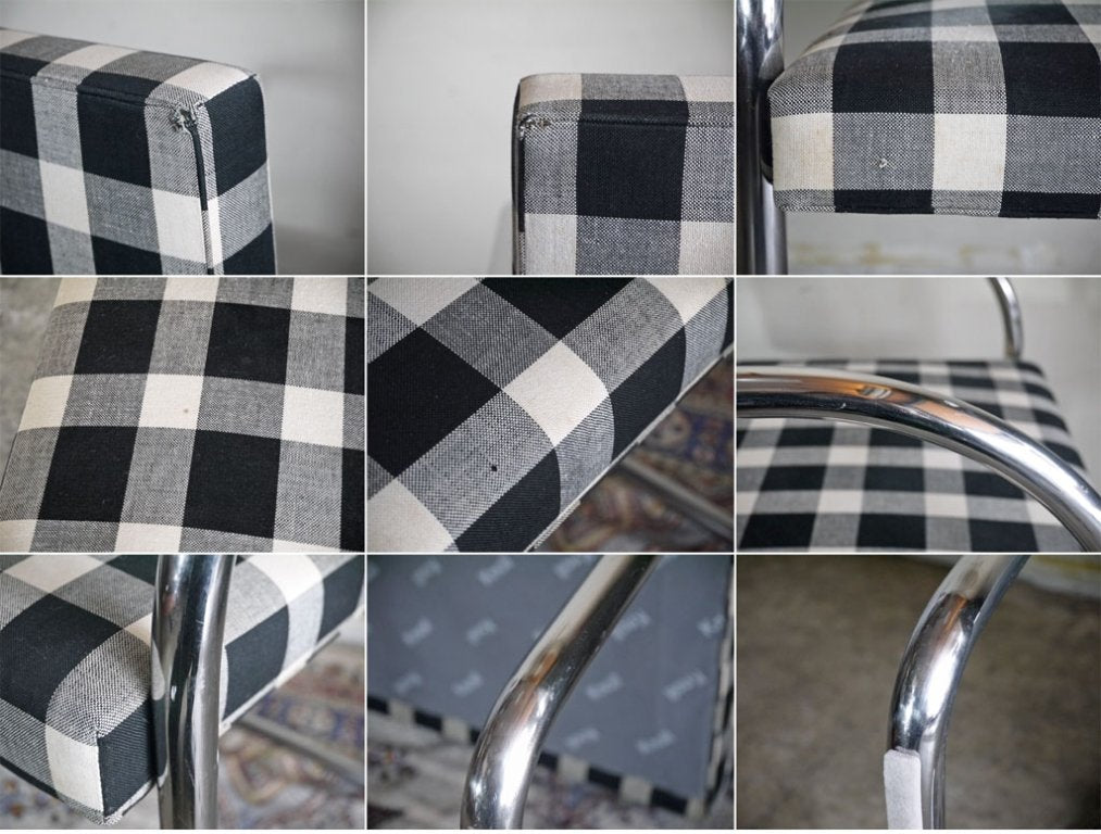 ノル Knoll ミースファンデルローエコレクション Mies van der Rohe Collection ブルーノ アームチェア チューブラー Brno Arm Chair ギンガムチェック ■
