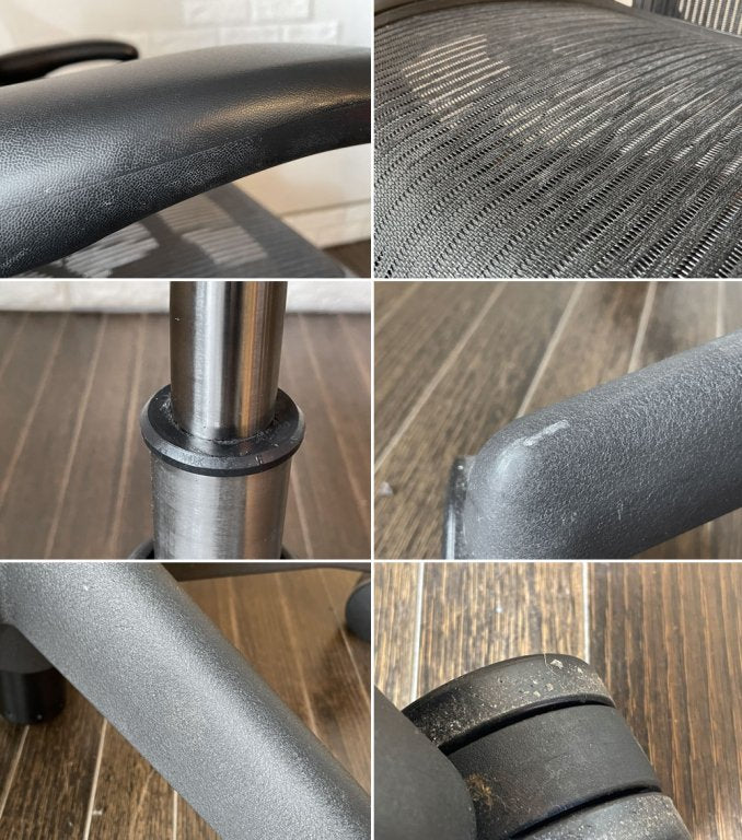 ハーマンミラー Herman Miller アーロンチェア Bサイズ グラファイトベース ビル・スタンフ & ドン・チャドウィック バナナクッション新品 ◎