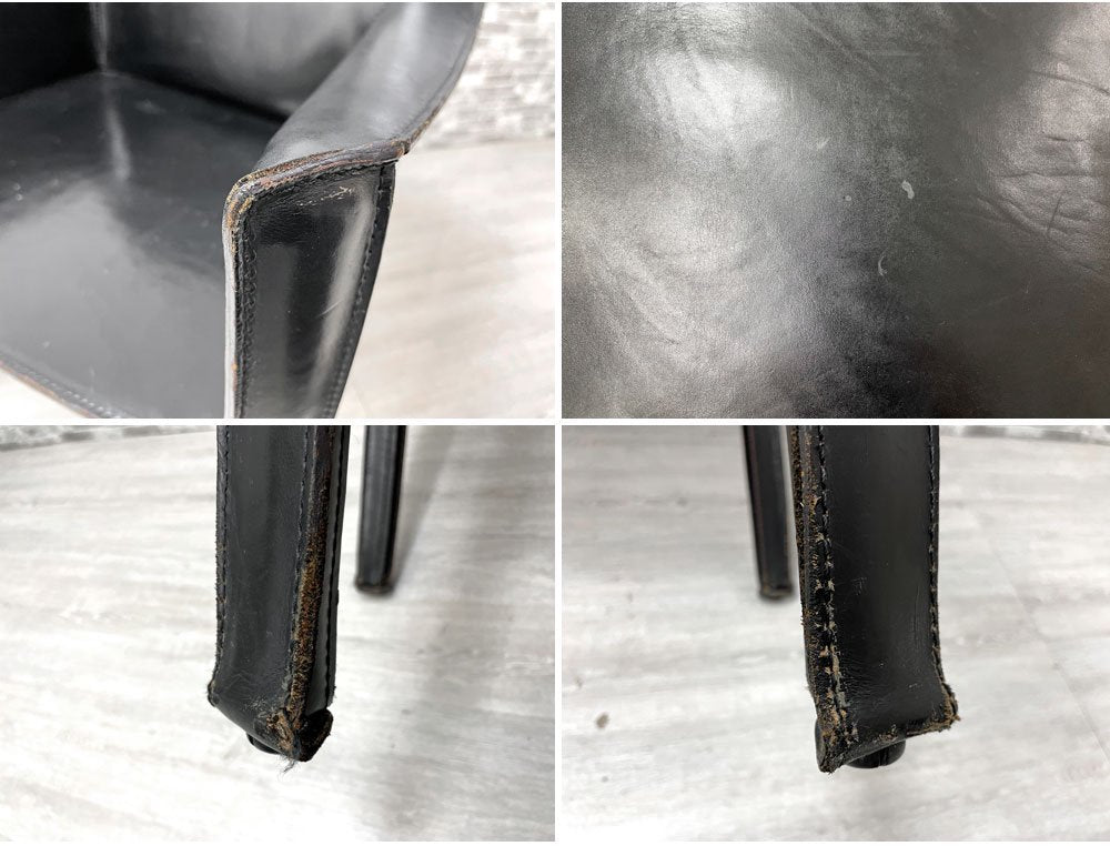 カッシーナ Cassina 413 CAB アームチェア キャブチェア 本革 ブラック マリオ・ベリーニ イタリア モダンデザイン 定価¥356,400- ●