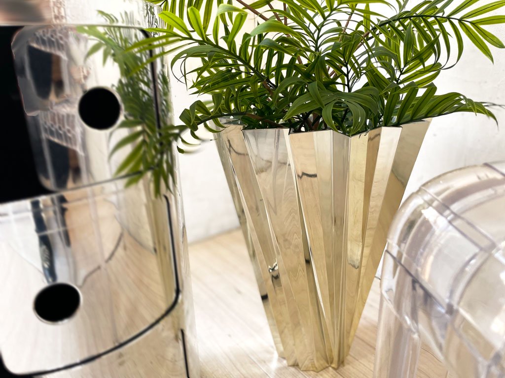 カルテル Kartell シャンハイ SHANGHAI フラワーベース マリオ・ベリーニ グロッシー ゴールド イタリア 参考定価¥52,800- ★