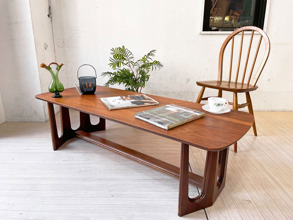 バセットファニチャー Bassett Furniture コーヒーテーブル センターテーブル ローテーブル ウォールナット ミッドセンチュリー USビンテージ ★