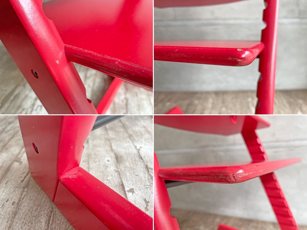 ストッケ STOKKE トリップトラップ TRIPP TRAPP ベビーチェア ベビーガード&バックレスト付き レッド キッズチェア S/N3~ ノルウェー 北欧家具♪