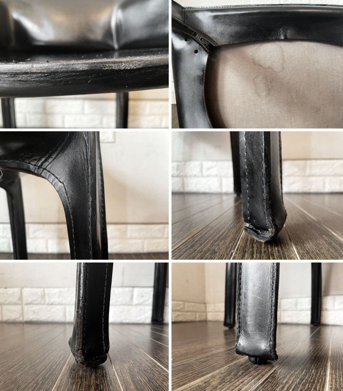 カッシーナ Cassina 413 CAB アームチェア キャブチェア 本革 ブラック マリオ・ベリーニ イタリア モダンデザイン 定価¥356,400- ◎