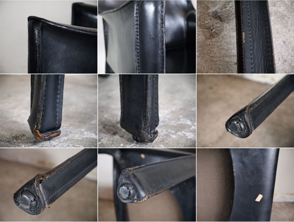 カッシーナ Cassina キャブ アームチェア 413 CAB 本革 ブラック マリオ・ベリーニ イタリア製 モダン MoMA ■