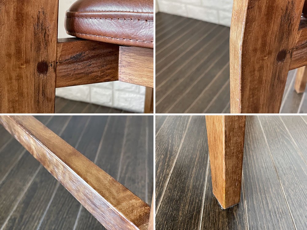 ジャーナルスタンダードファニチャー j.s.F シノン CHINON CHAIR Leather ダイニングチェア ラバーウッド材 レザー ブラウン 定価¥29,700- 廃番仕様 B ◎