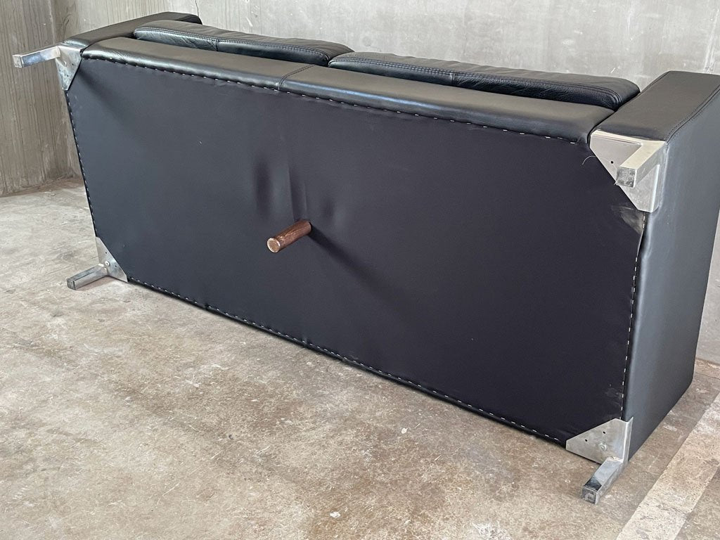 イタリア製 コンテンポ COMTENPO レザー 3シーターソファ Leather Sofa 革張り イタリアンモダンデザイン ブラック 〓