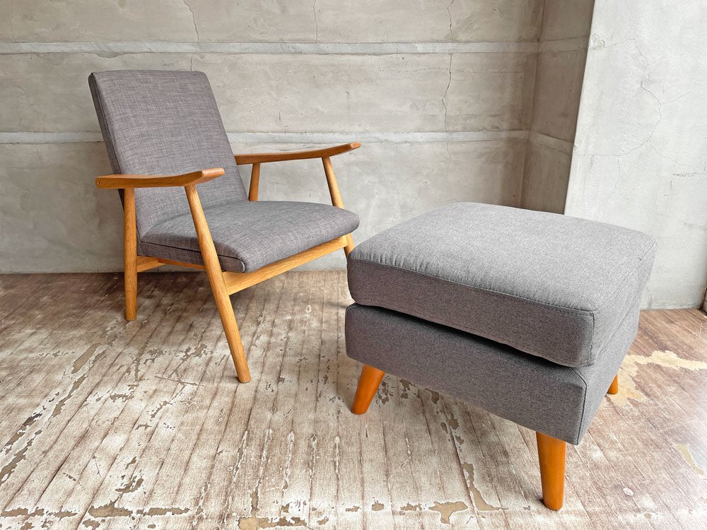 ノーチェ NOCE ソファ 1人掛け オーク材 MKSS02 ラウンジチェア グレー 定価¥39,800-♪