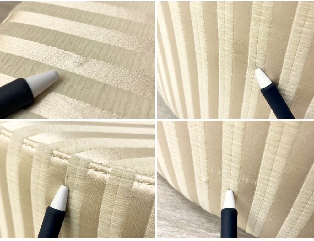 フェンディカーサ FENDI CASA ドミノ Domino ラウンドスツール オットマン Φ60cm ストライプ ファブリック 高級家具 イタリアモダン ●