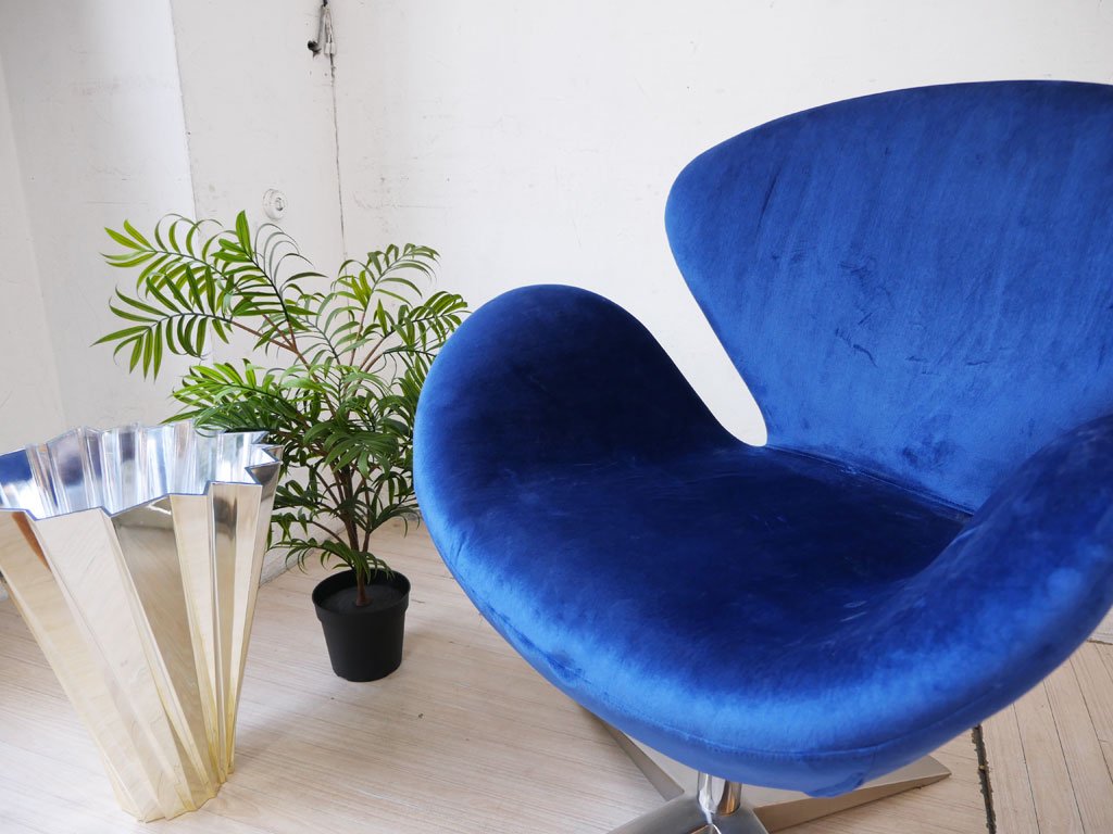 クリストファー ナイト ホーム Christopher Knight Home スウィベル ペタルチェア Swivel Petal Chair ラウンジチェア ベルベット ブルー ★