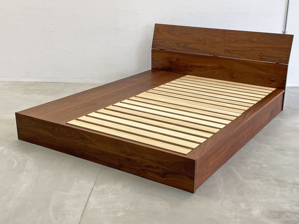 ルームアートマツイ RAM ROOM ART MATSUI ウォールナット 無垢材 クイーンサイズ ベッドフレーム 収納付 Walnut QUEEN Size Bed 〓