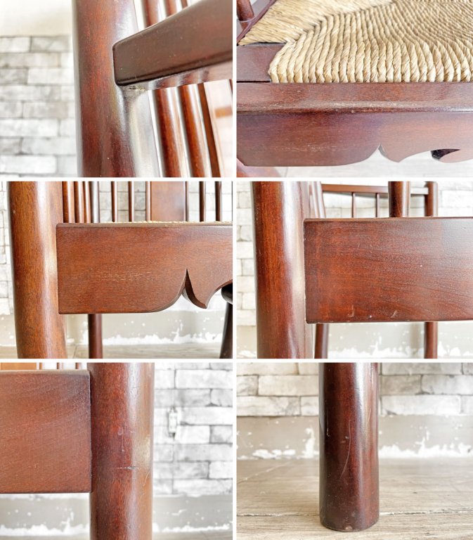 松本民芸家具 HB型 ラッシアームチェア ダイニングチェア ミズメザクラ 刻印有 民藝 和家具 参考定価\198,000- ●