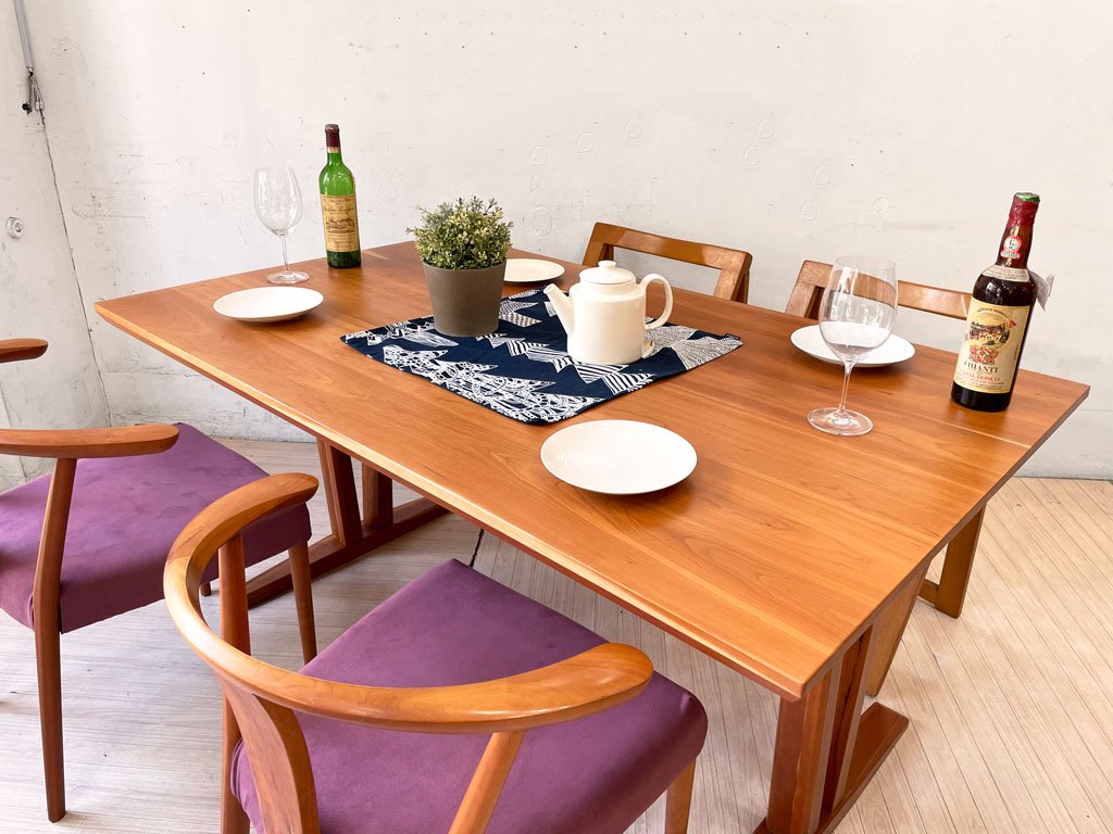 カリモク karimoku 食堂テーブル DT8406 ダイニングテーブル ブラックチェリー材 プレミアムオーダー品 幅150cm シンプルモダン 参考定価 \220,000- ★