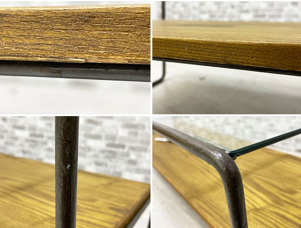 アデペシュ a.depeche ソコフ socph センターテーブル ローテーブル W120cm ガラス天板 アッシュ材×スチール ビンテージスタイル 定価¥52,800- ●