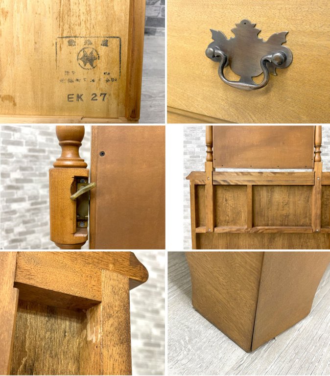 横浜元町 竹中家具 takenaka furniture ドレッサー チェスト 1列5段 6ドロワー ガラストップ コロニアルスタイル ●