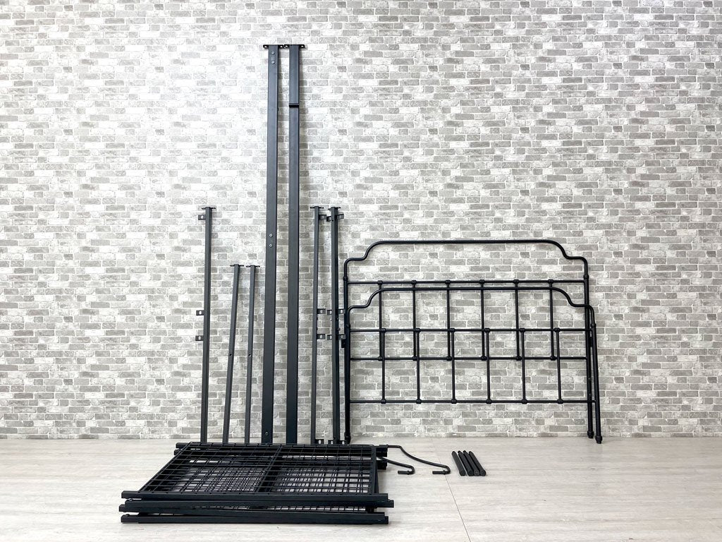 ウニコ unico リコラ RICORA アイアン ベッドフレーム セミダブル ブラック クラシカル ビンテージスタイル 希少廃番 ●