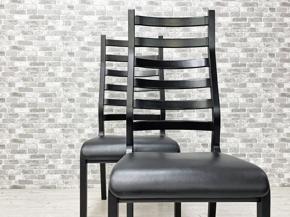 天童木工 TENDO ラダーバックチェア ダイニングチェア ハイバック 曲木 プロテインレザー ブラック T-5276 菅沢光政 B ●