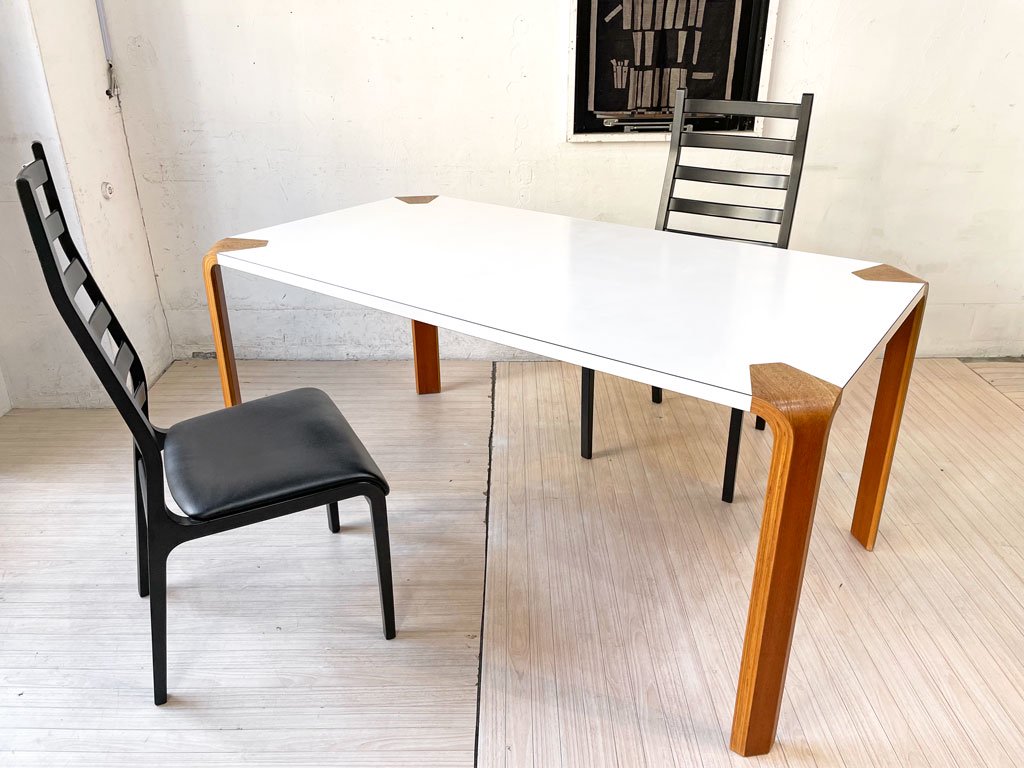 天童木工 TENDO ビンテージ アントラー ANTLER ダイニングテーブル 坂倉準三 ホワイトメラミン天板×チーク材 坂倉準三 ★