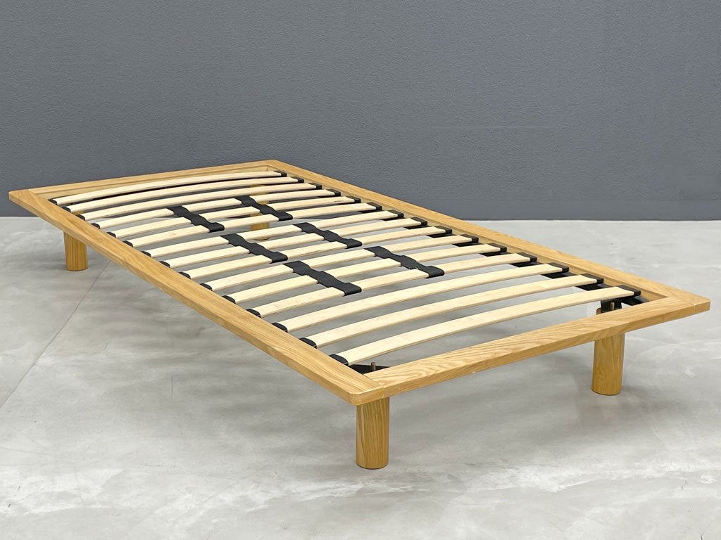 無印良品 MUJI タモ材 アッシュ材 シングルサイズ ベッドフレーム ウッドスプリング ベルトで硬さ調整可能 ナチュラルカラー 組み立て簡単 定価¥26,250- 〓