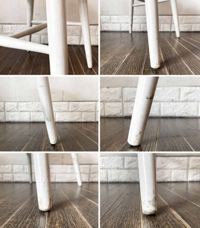 秋田木工 Akimoku スピンドルチェア ウィンザーチェア ダイニングチェア ホワイトペイント シャビーシック ジャパンビンテージ Japan Vintage ◎