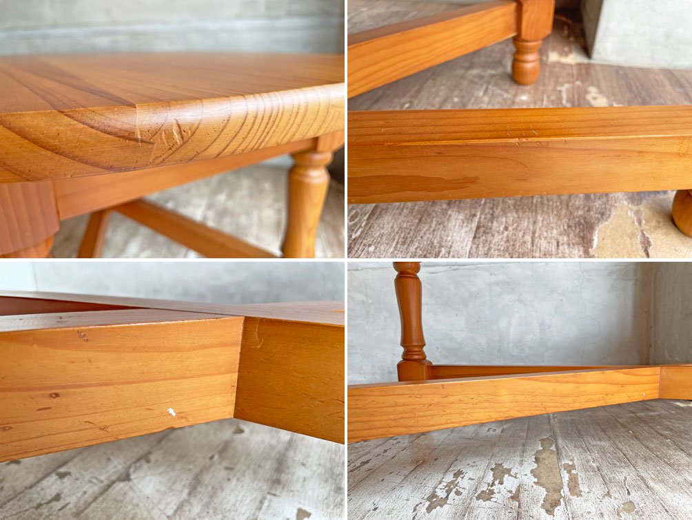 カントリースタイル パイン無垢材 センターテーブル ローテーブル オーバル型 W105cm ♪