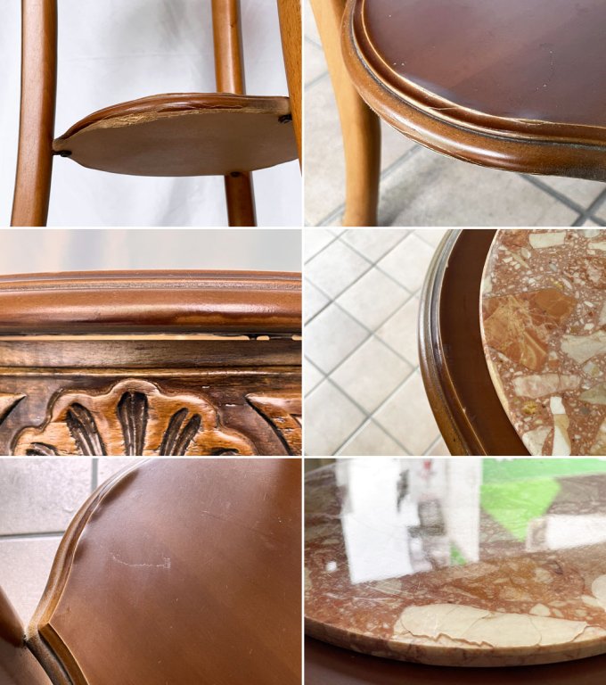 ヨーロピアンクラシカル European Classical 花台 コンソールテーブル 大理石 猫脚 H98cm イタリア アンティークスタイル ◇