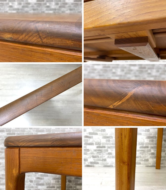 ニールス バッハ Niels Bach Møbelfabrik チーク無垢材 エクステンション ダイニングテーブル 伸長式 W125-165cm 北欧 デンマークビンテージ ●