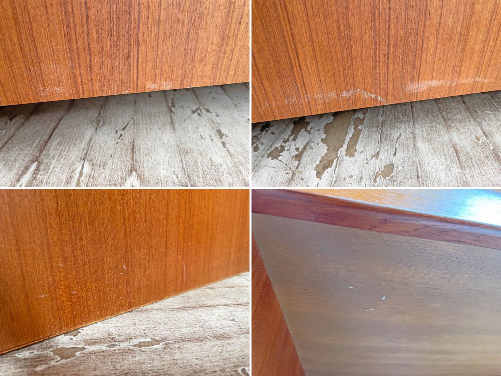 ジャパンビンテージ Japan Vintage デスク コの字 チーク材 抽斗2杯 W120 鍵欠品 北欧スタイル ♪