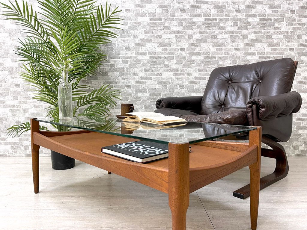 ハイク HIKE RESPOKE ガラスソファテーブル Glass sofa table ガラス×チーク材 ローテーブル 希少木材 廃番 現行品参考価格¥187,000~¥209,000- 中目黒 ●