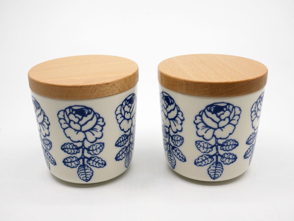 マリメッコ marimekko ヴィヒキルース VIHKIRUUSU ラテマグ ホワイト×ブルー 木蓋付き マイヤ・イソラ Maija Isola 北欧食器 A ●