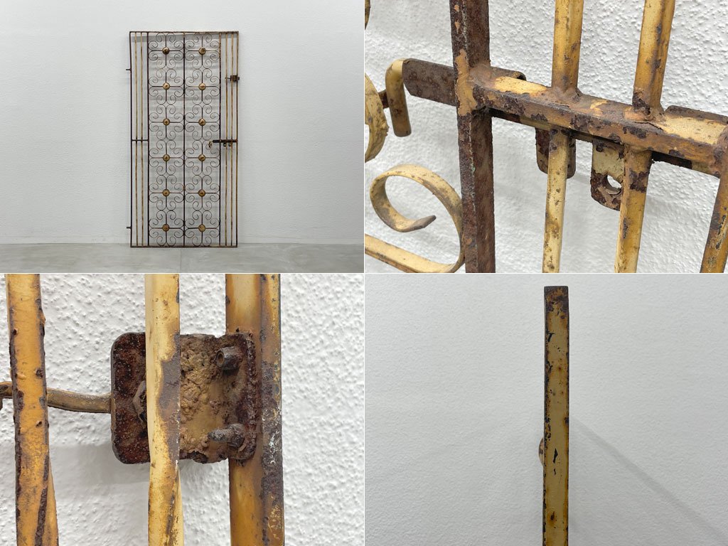 フランスビンテージ アイアン グリルドア Iron door ガーデン フェンス 扉 ブロカント シャビーシック アトリエ コベントガーデン 什器 〓