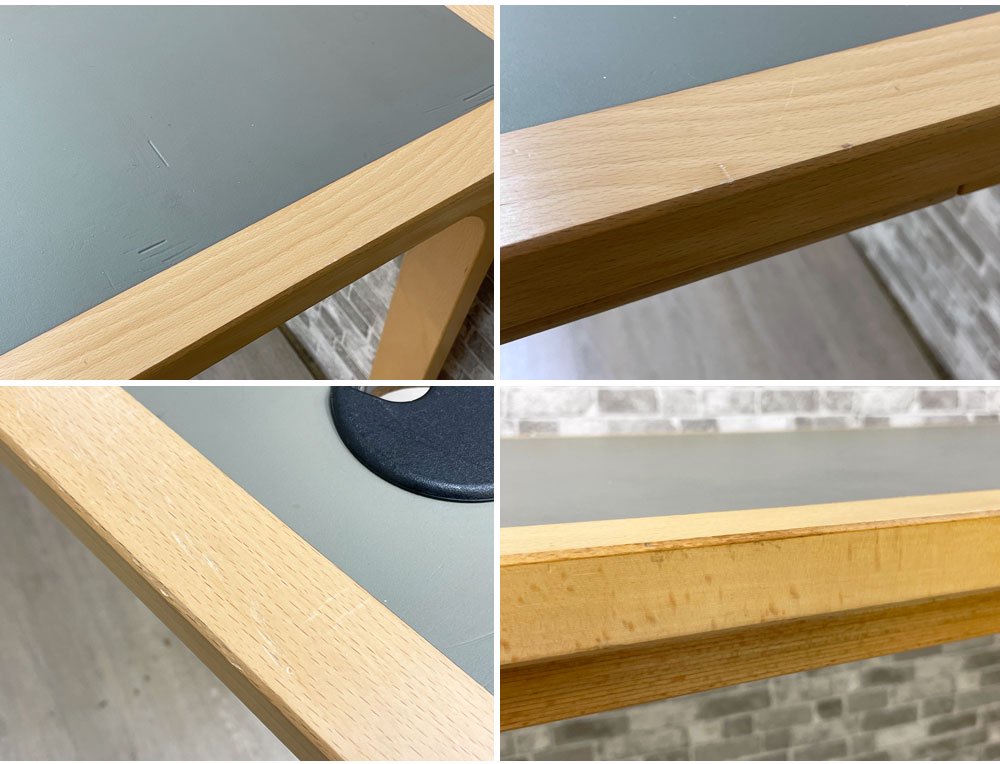 マグナスオルセン Magnus Olesen デスク リノリウム × ビーチ材 W150×D60cm R・ティエセン&J・ソーレンセン 北欧 デンマーク コード穴有 ●