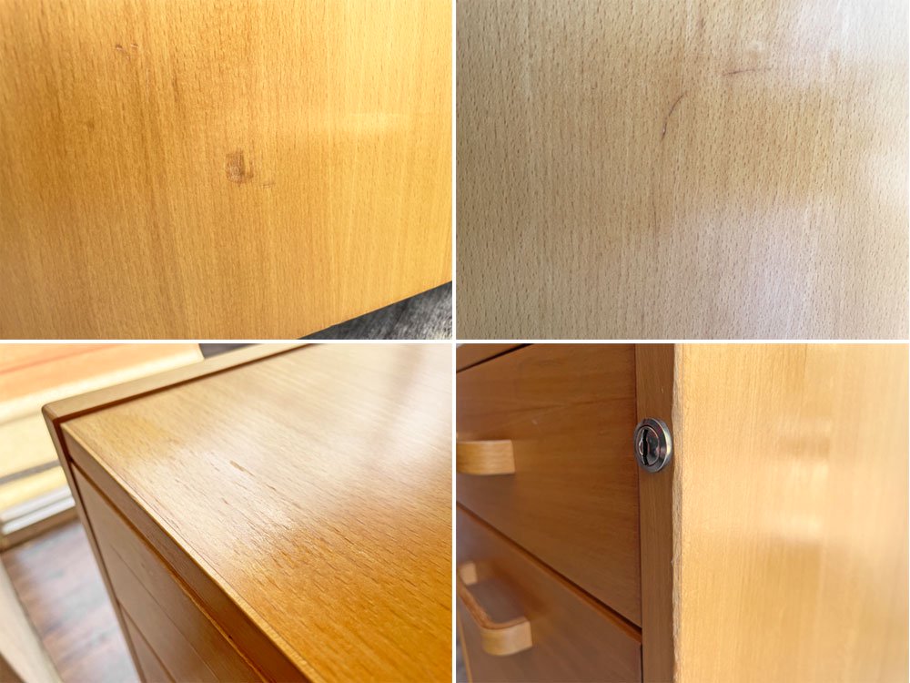 ラボファ Labofa ビーチ材 デスクキャビネット ワゴン ファイリングドロワー 2段 鍵付き ファイル付き デンマーク製♪