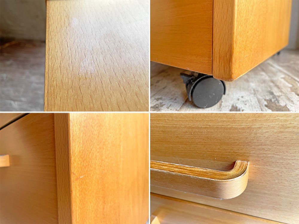 ラボファ Labofa ビーチ材 デスクキャビネット ワゴン ファイリングドロワー 3段 鍵付き デンマーク製♪