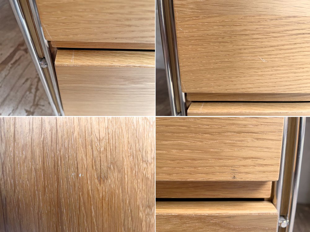 無印良品 MUJI ステンレスユニットシェルフ オーク材 特大サイズ H213cm 棚板5枚 木製ボックス 定価¥67,910- ♪