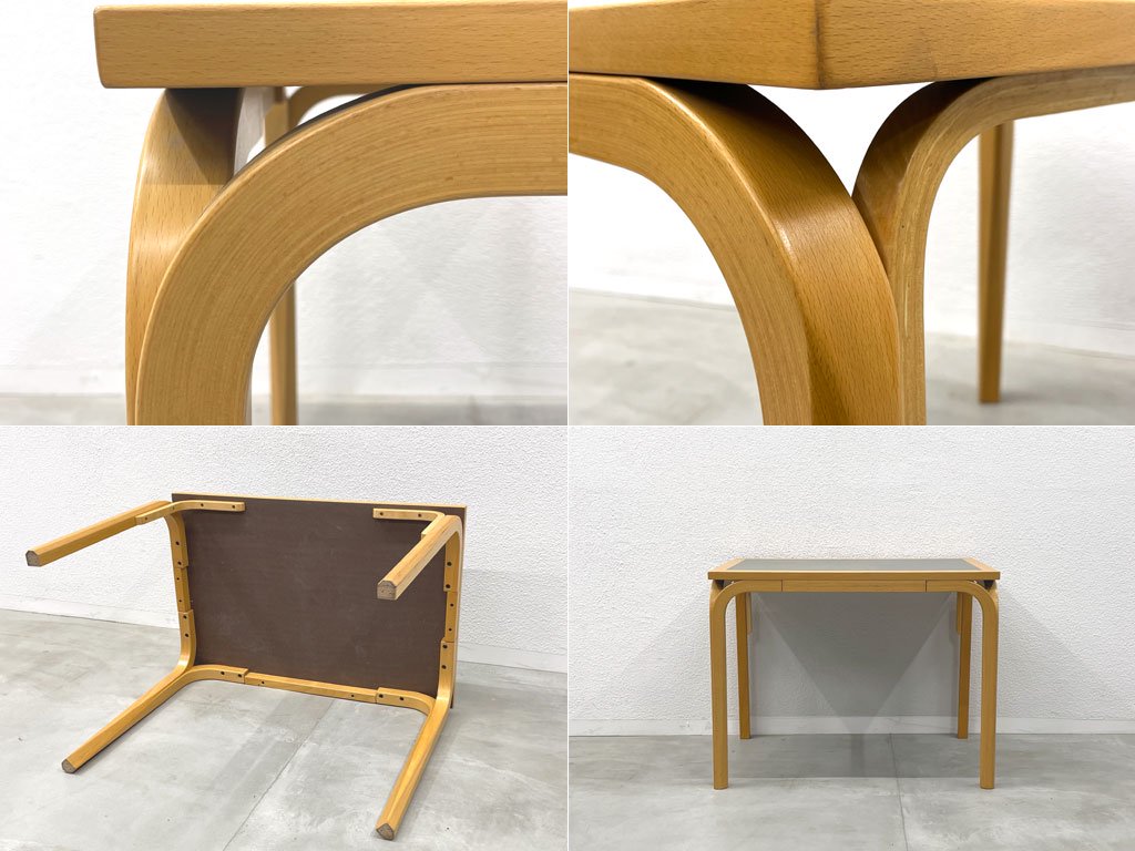 マグナスオルセン Magnus Olesen コンパクト スクエアデスク Desk 高さ66cm リノリウム × ビーチ ウッド R・ティエセン&J・ソーレンセン 北欧 デンマーク 〓
