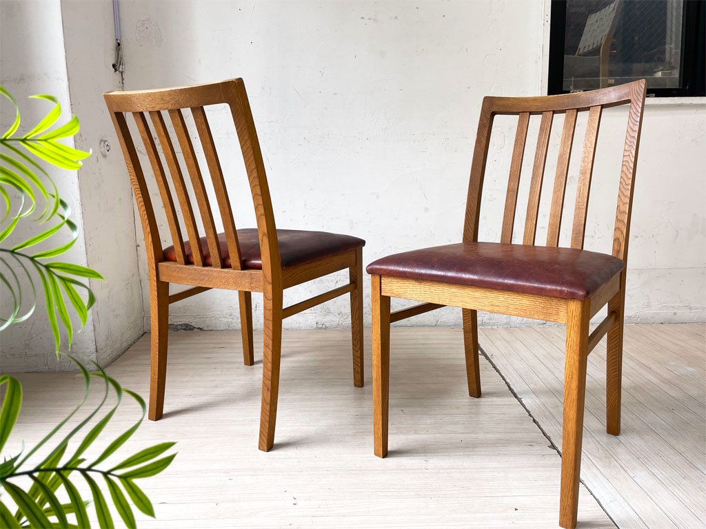 トラックファニチャー TRUCK FURNITURE クアトロチェア QUATTRO CHAIR ナラ無垢材 × 牛革シート ダイニングチェア 定価¥72,380- A ★