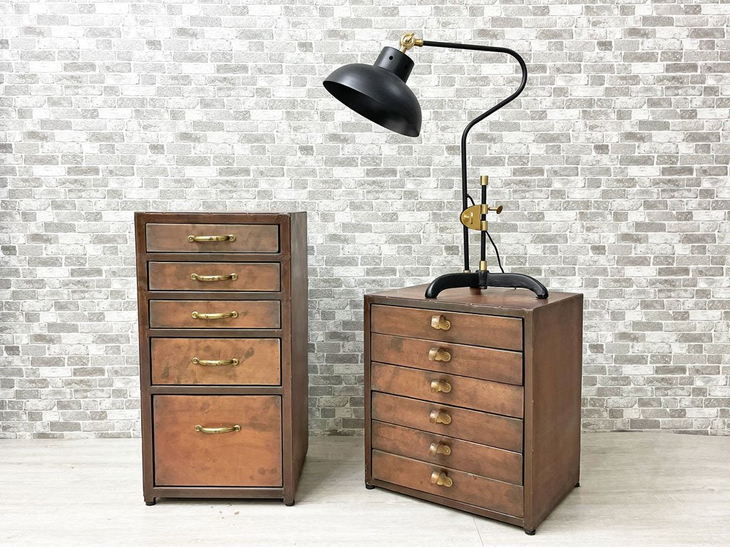 デカール DECAL ディーストック D.Stock スリムチェスト 5ドロワー アンティークコッパー インダストリアルデザイン ●