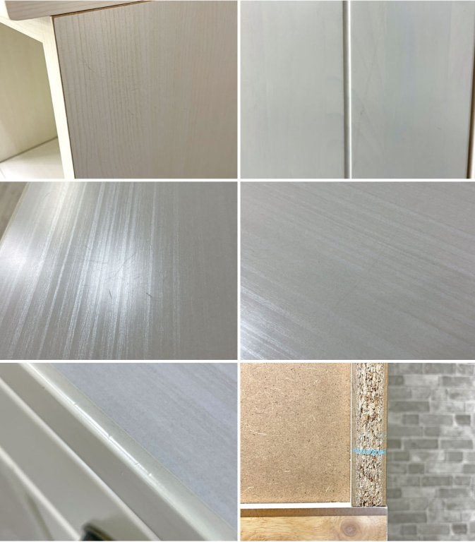 フレンチカントリーテイスト キッチンボード キャビネット 食器棚 ホワイトペイント ●