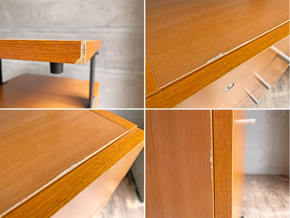 小島工芸 キャビネットワゴン付きデスク PCデスク 学習机 鍵付き 木製 ナチュラル 国産家具 ♪